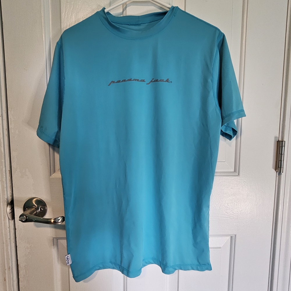 Panama Jack Sky Blue Swim Shirt Short Sleeve Men's Size L